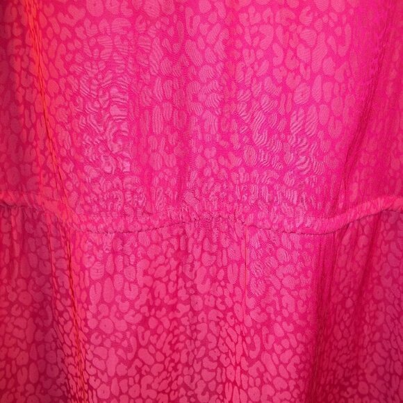 EVRI Womens Peplum Top Blouse Plus Size 1X V-Neck 3/4 Sleeve Animal Print Pink - Picture 3 of 7